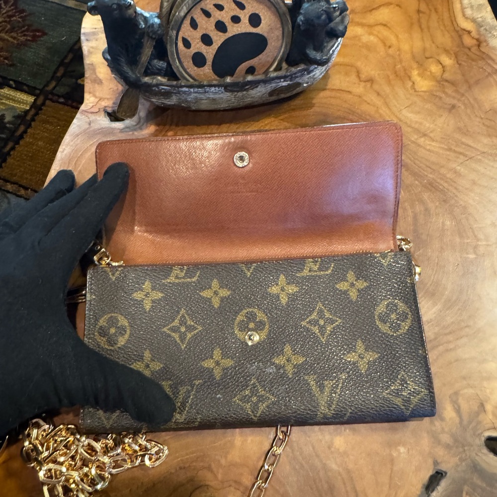 Louis Vuitton monogram long Sarah wallet converted to Crossbody vintage - Picture 7 of 15